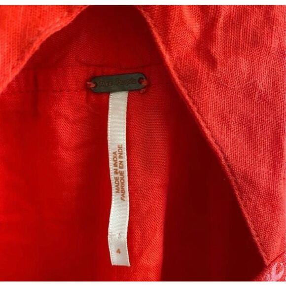 Free People REVOLVE Linen Jumpsuit Red Feel The Sun Size 4 - Picture 8 of 10